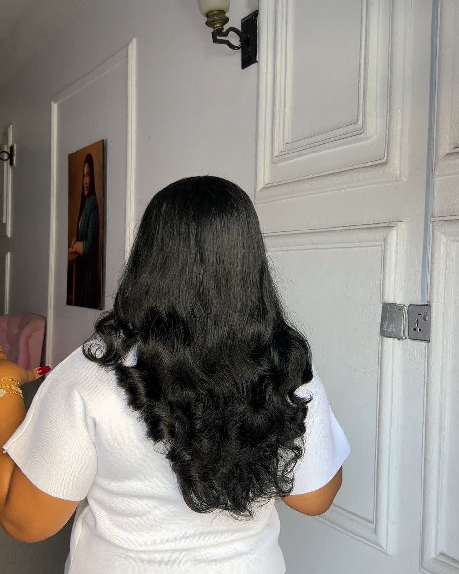 Soft Wavy Human Hair Blend, Middle Part, Heat Resistant