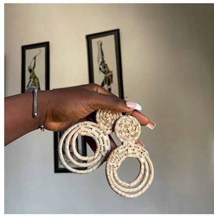 Boho Woven Raffia Earrings