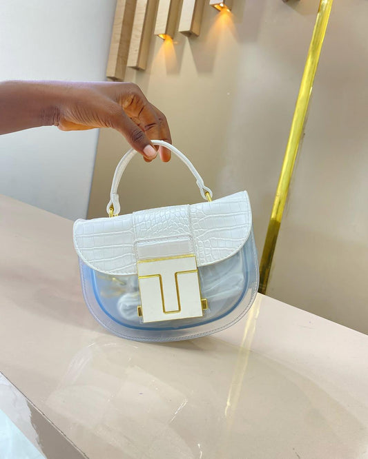 Oval baWhite Crocodile Clear Plastic Shoulder Bag | Transparent PVC Handbag | Fashionable Women's Accessoryg