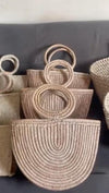 Woven Straw Handbag - Natural Fiber Tote with Loop Handle